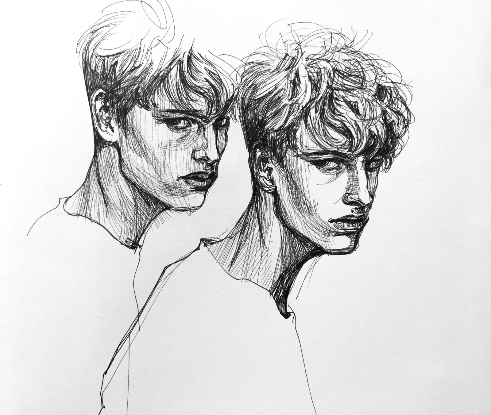 Drawing with a black pen
